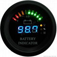 Round battery gauge Arc LED line 10 Bar Digital Discharge Indicator hour meter