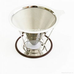 Reusable Stainless Steel Coffee Conical Dripper Double Mesh Coffee Filter