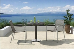 Single Chair And Table Rattan Wicker Aluminum Frame Tempered Glass Outdoor Garde