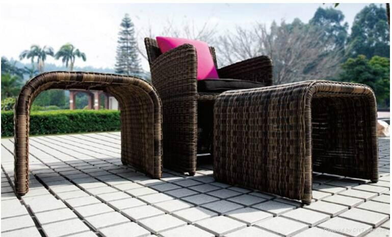 Garden furniture Single Sofa Ottoman Side table Rattan Wicker Aluminum Frame Tem