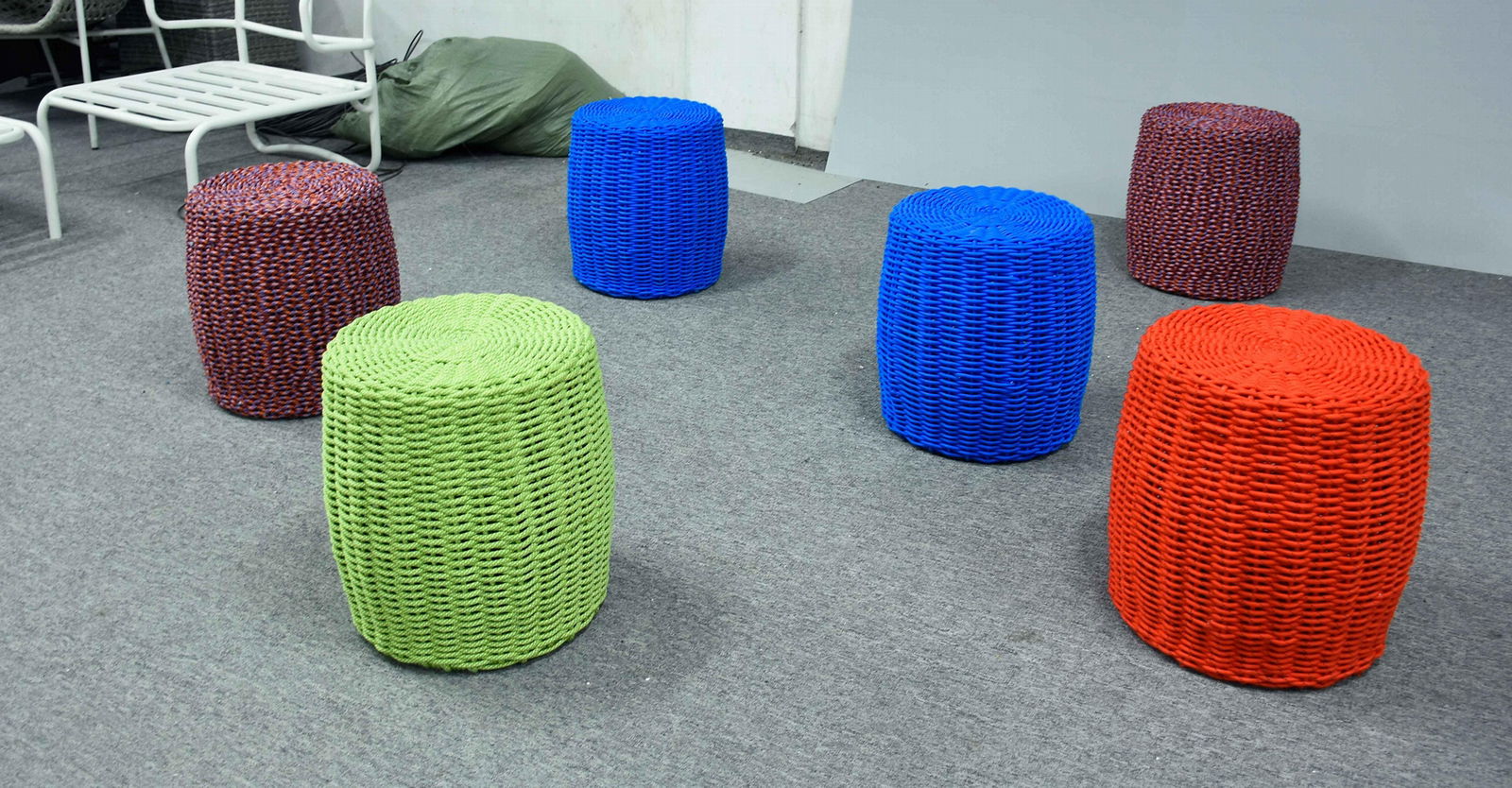 Hormel little furniture fiber rope weaving round shaped foot stool ottoman 5