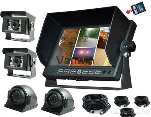 7 inch LCD security Car Rear View 4CH Monitor DVR with 32G SD Card for Van
