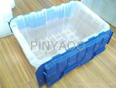 Plastic swing lid storage tote 4