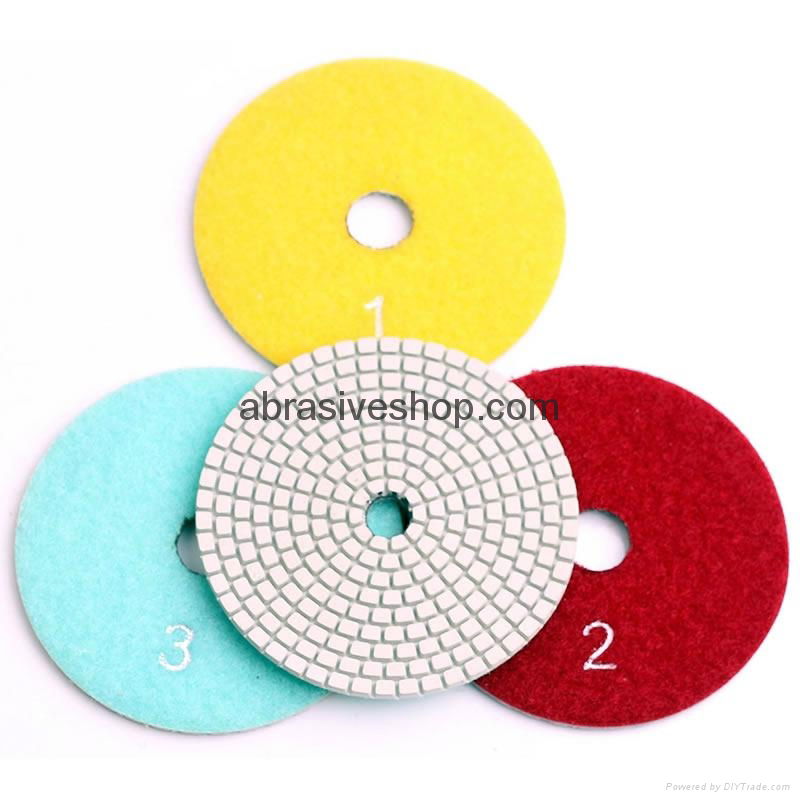 4" Dry Diamond 3 Step Stone Polishing Pads