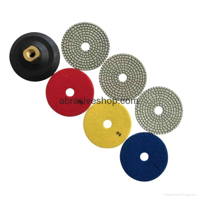 4" Dry Diamond 3 Step Stone Polishing Pads 4