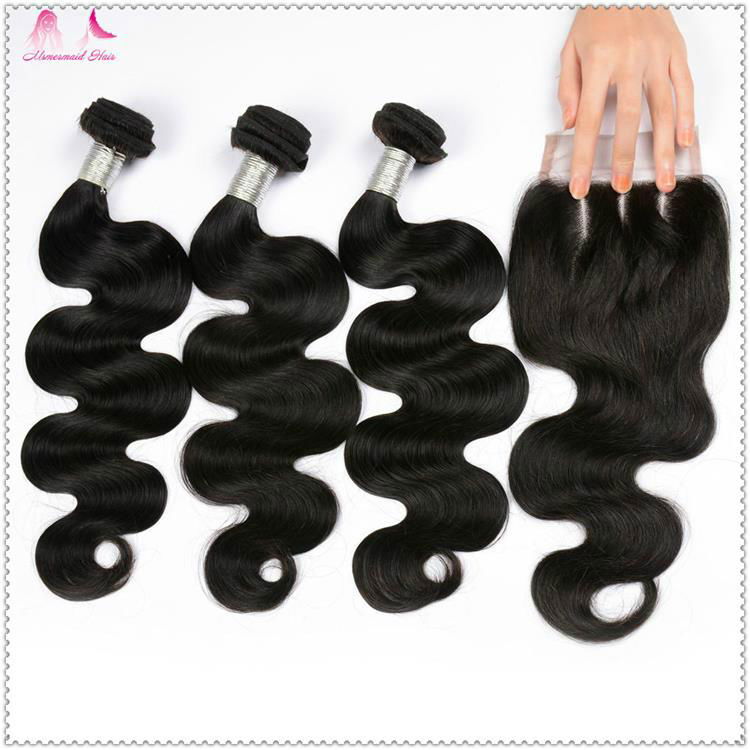 Virgin Indian Hair Machine Double Drawn 100% Unprocessed Human Hair Weaving 3