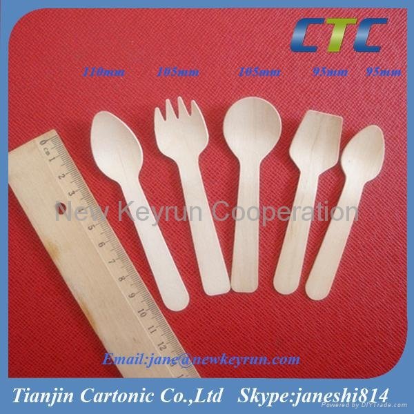 Hot Sale Disposable Wooden Cutlery- Knife & Spoon & Fork 3