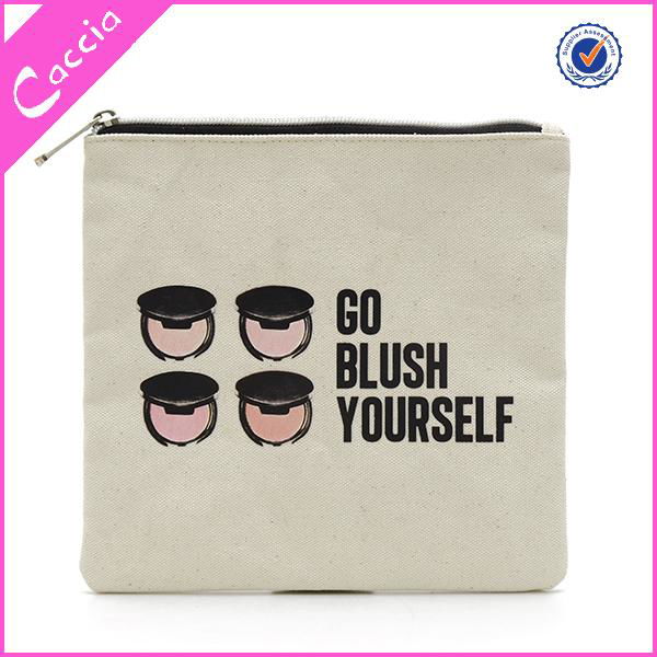 Promotion fashion design ladies plain custom canvas makeup bag