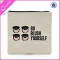 Promotion fashion design ladies plain custom canvas makeup bag 1