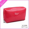 OEM fashion promotion girls simple style zip travel custom pvc cosmetic bag 1