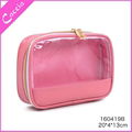 2017 NEW arrival pink transparent pvc cosmetic bag