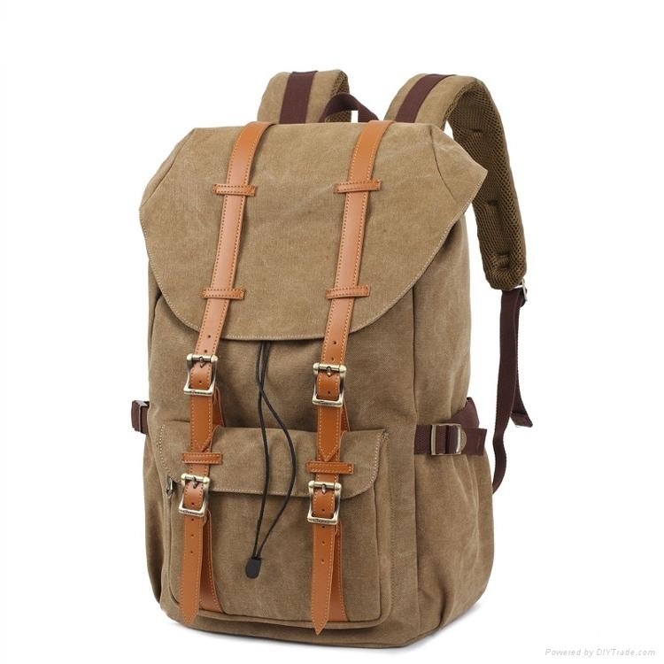 wholesales retro casual school daypack canvas backpack for teenagers 3