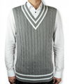 Latest Design V Neck Cable Knitting Sleeveless Man Vest 2