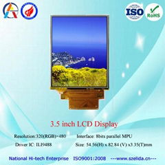 factory supply top quality  OEM 3.5 inch tft lcd module with resolution 320x480 