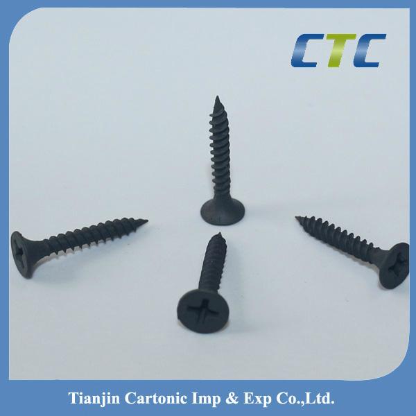 Bugle head black phosphated drywall screw fine thread 3