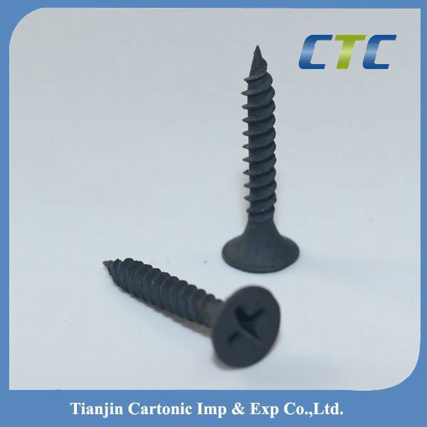 Bugle head black phosphated drywall screw fine thread 5