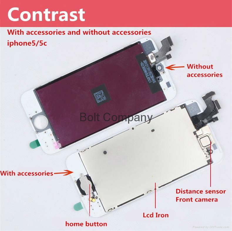 Original New LCD for iPhone 5/5c/5s LCD with Touch Screen with Frame 4