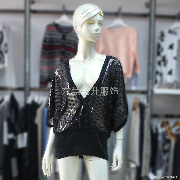 Womens Transparent Sequins Sexy Top Sweater