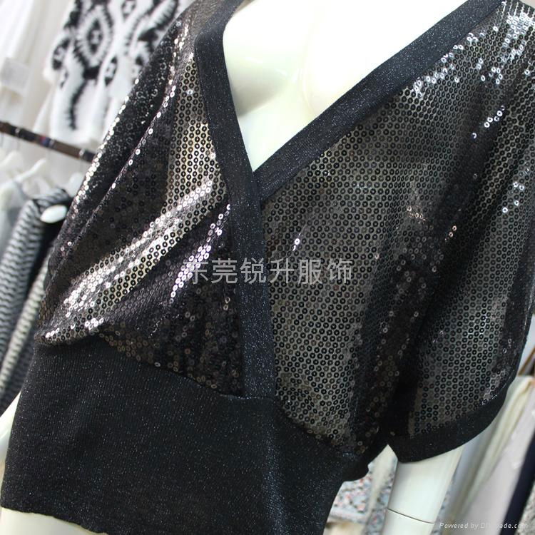 Womens Transparent Sequins Sexy Top Sweater 4