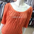 Girls Orange Half Sleeve Eyelet Sweater Tie Collar Knitwear Tops 2