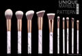 10 Pcs Pro Premium Quality Marble Patterned Handle Marble Makeup Brush 3