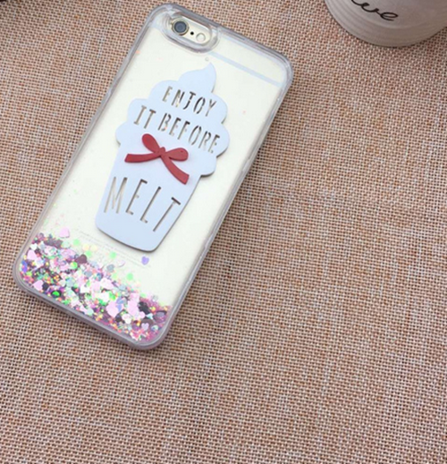 Ice cream Quick Sand Acrylic Phone cover for iPhone 7 Plus 3