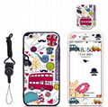 Cartoon Phone Cover for iPhone 6 with Phone Holder String and Tempered glass 5