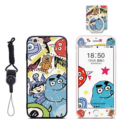 Cartoon Phone Cover for iPhone 6 with Phone Holder String and Tempered glass 4