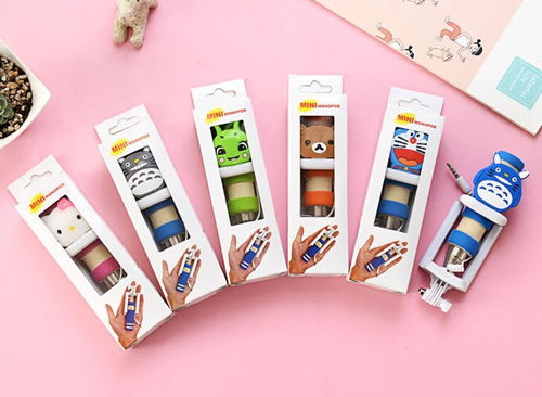 Extendable Handheld Mini Monopad Selfie Stick with Cute Cartoon patterrn 4