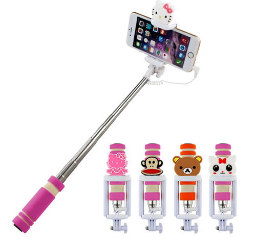 Extendable Handheld Mini Monopad Selfie Stick with Cute Cartoon patterrn 3