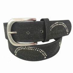 Black PU Leather Men's Studded Belt