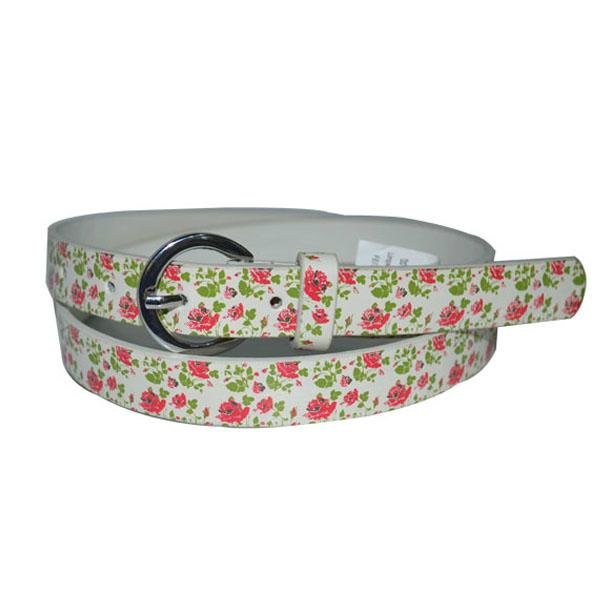 Ladies' Fashionable PU Leather Belts with Flower Printing