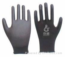 13 gauge black polyester black PU glove