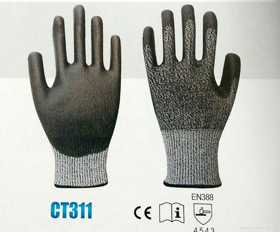 cut resistance 3/5 PU glove pu Palm coating