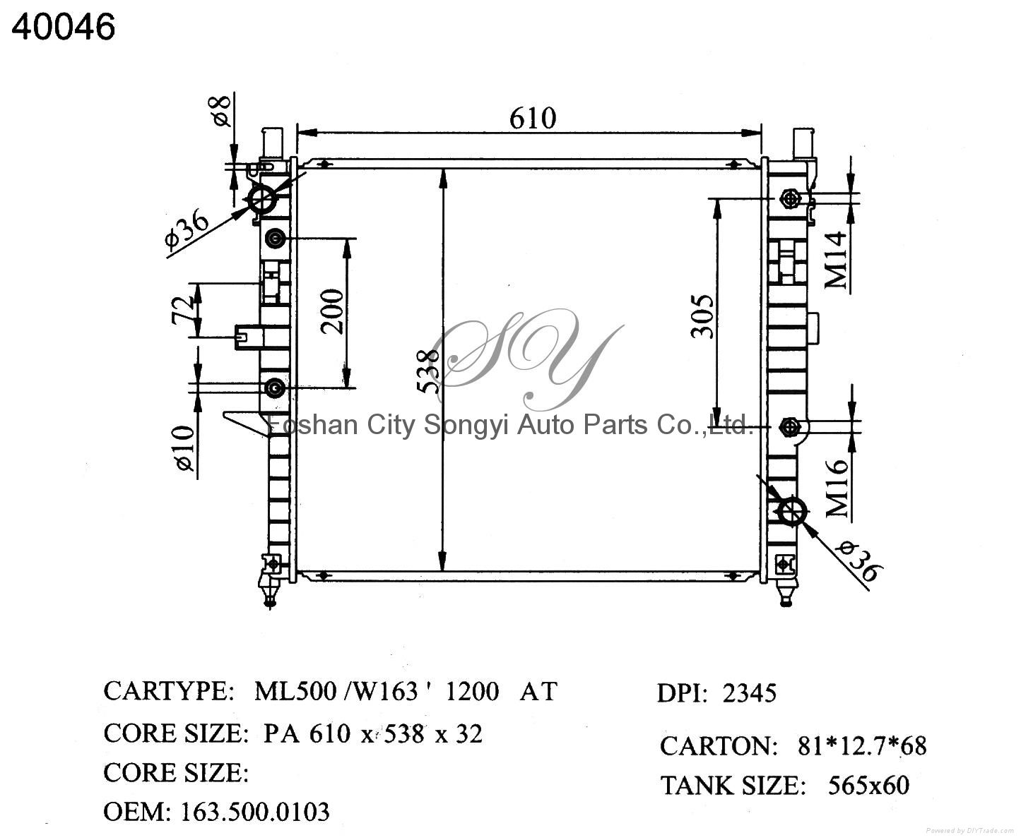 High Quality Car Radiator for Benz Ml500 2