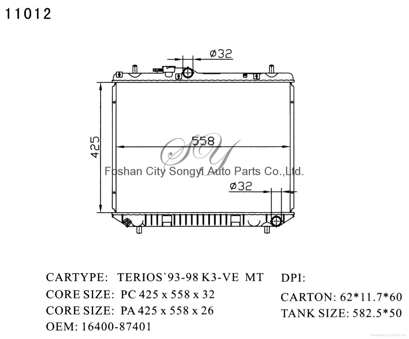 Hot Sale Car Radiator for DAIHATSU Terios '93-98 K3-Ve MT 2