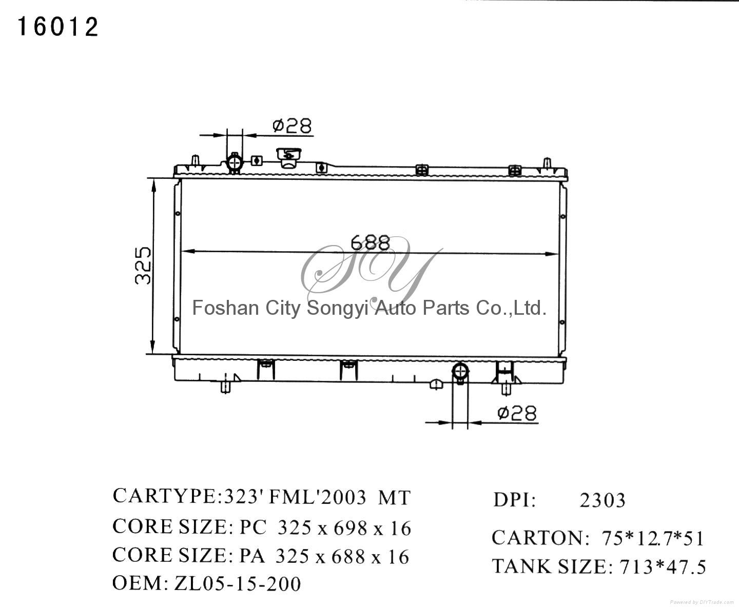 Hot Sale Aluminum Plastic Auto Radiator for Mazda 323 Fml 2003 MT 2