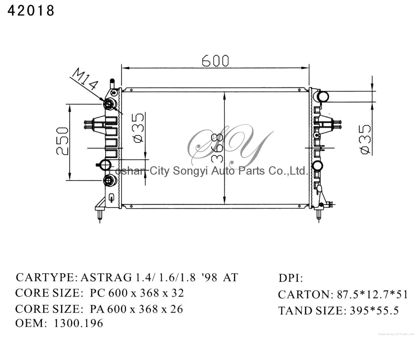 China Cheap Car Radiator for OPEL ASTRAG 98 AT 2