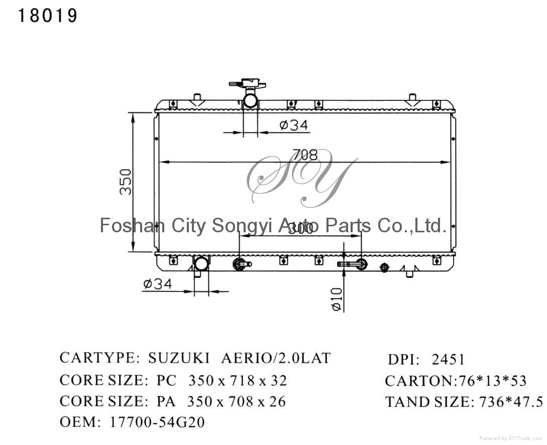 OEM Japanese Car Radiator for Suzuki Aerio 2L AT 2