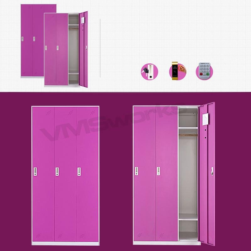 Metal Industrial Storage Garment 3 Door Gym Locker 5