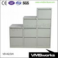 Integrated Full-Width Flush Handle 2/3/4 Drawer Vertical Filing Cabinet Unit 4