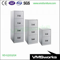 Grey Handle Vertical Filing Cabinets 2/3/4 Drawer System