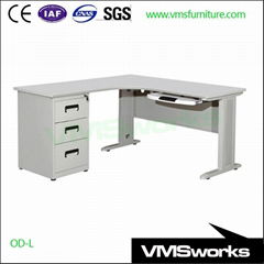 Steel Frame Office Work Computer Table Furniture With Storage Cabinet