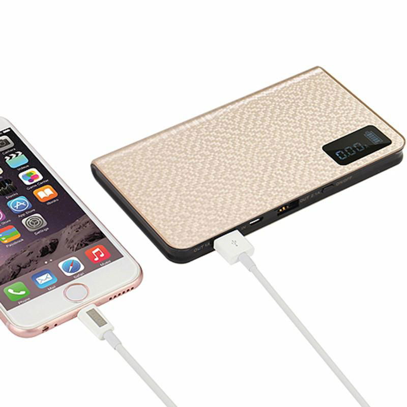 Sleek fashionable charger dual usb 10000mah Rohs lcd power bank 