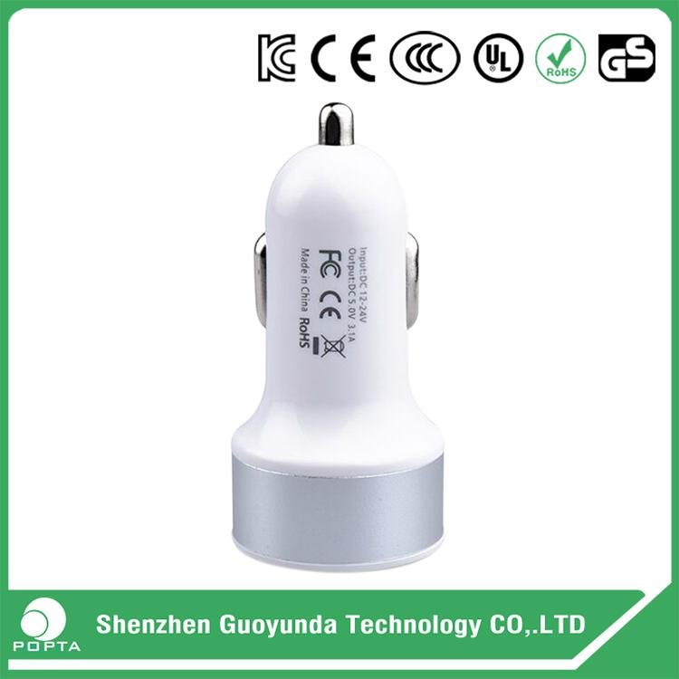 Quick charge 3.0 car charger mobile phone dual port car charger 