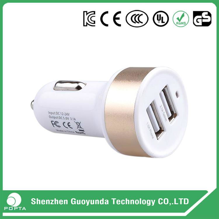 Quick charge 3.0 car charger mobile phone dual port car charger  2