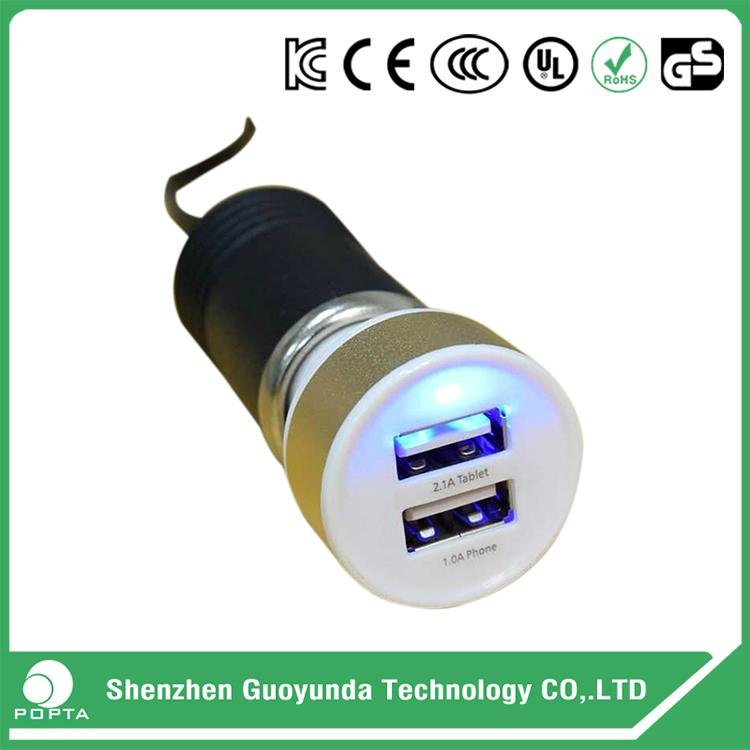 Quick charge 3.0 car charger mobile phone dual port car charger  3