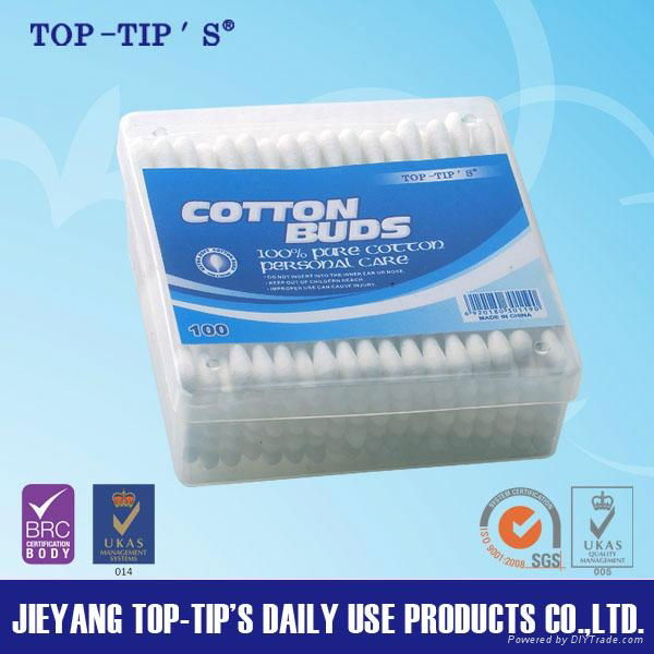 Paper stick pure cotton buds in PP box