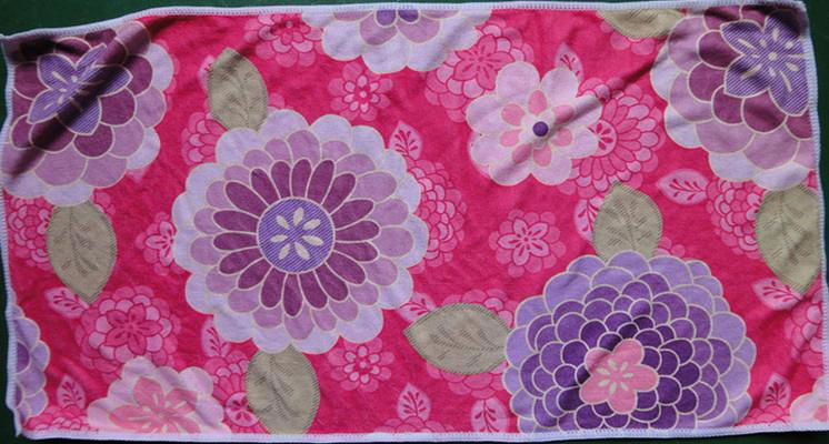 weft knitted flower printed 30*60 microfiber home kitchen textile usaging towel 5