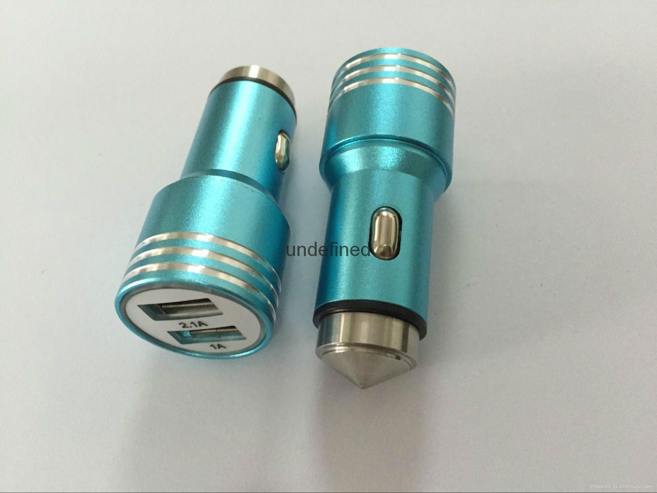 安全锤车载充电器5V2.1A手机充电器双USB车充 5